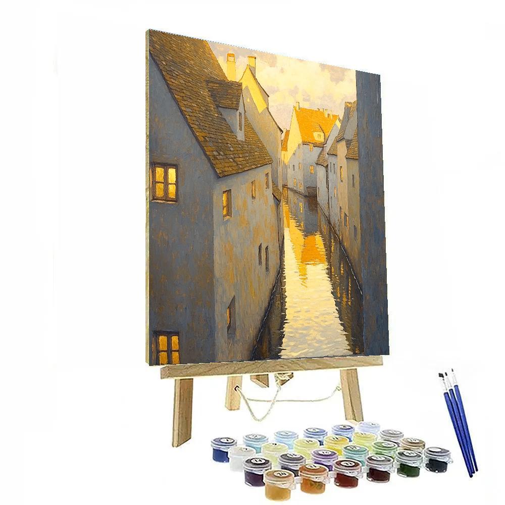 Johannes Vermeer Inspired Delft Rooftops At Golden Hour painting number kit