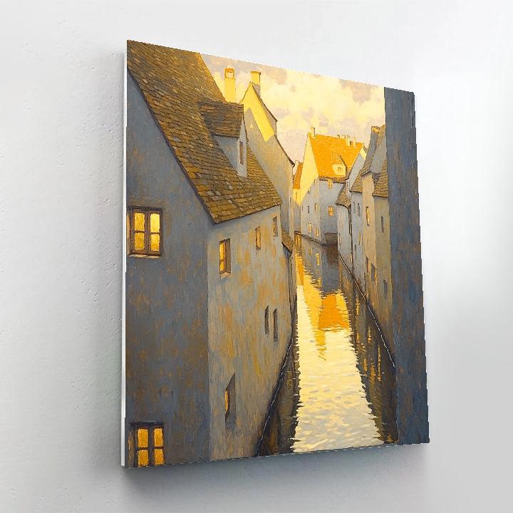 Johannes Vermeer Inspired Delft Rooftops At Golden Hour painting number kit