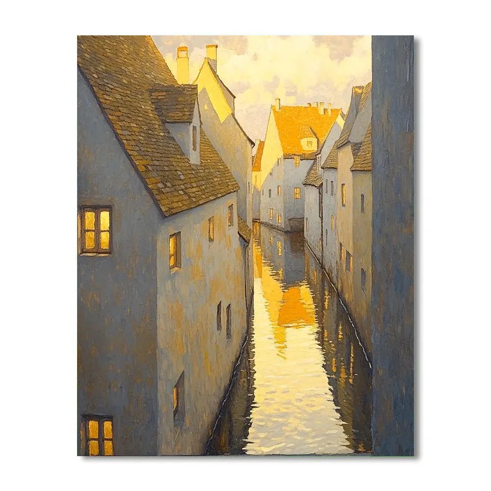 Johannes Vermeer Inspired Delft Rooftops At Golden Hour painting number kit