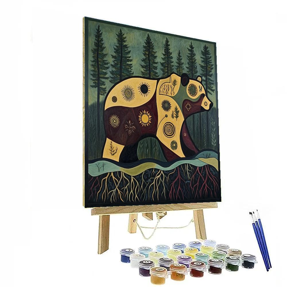Norval Morrisseau Inspired Bear Of The Forest Power Number painting