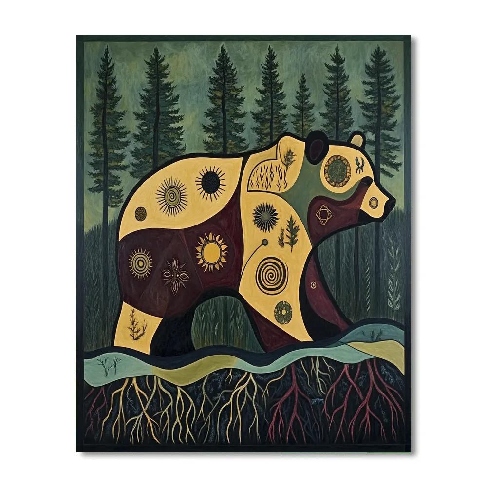 Norval Morrisseau Inspired Bear Of The Forest Power Number painting
