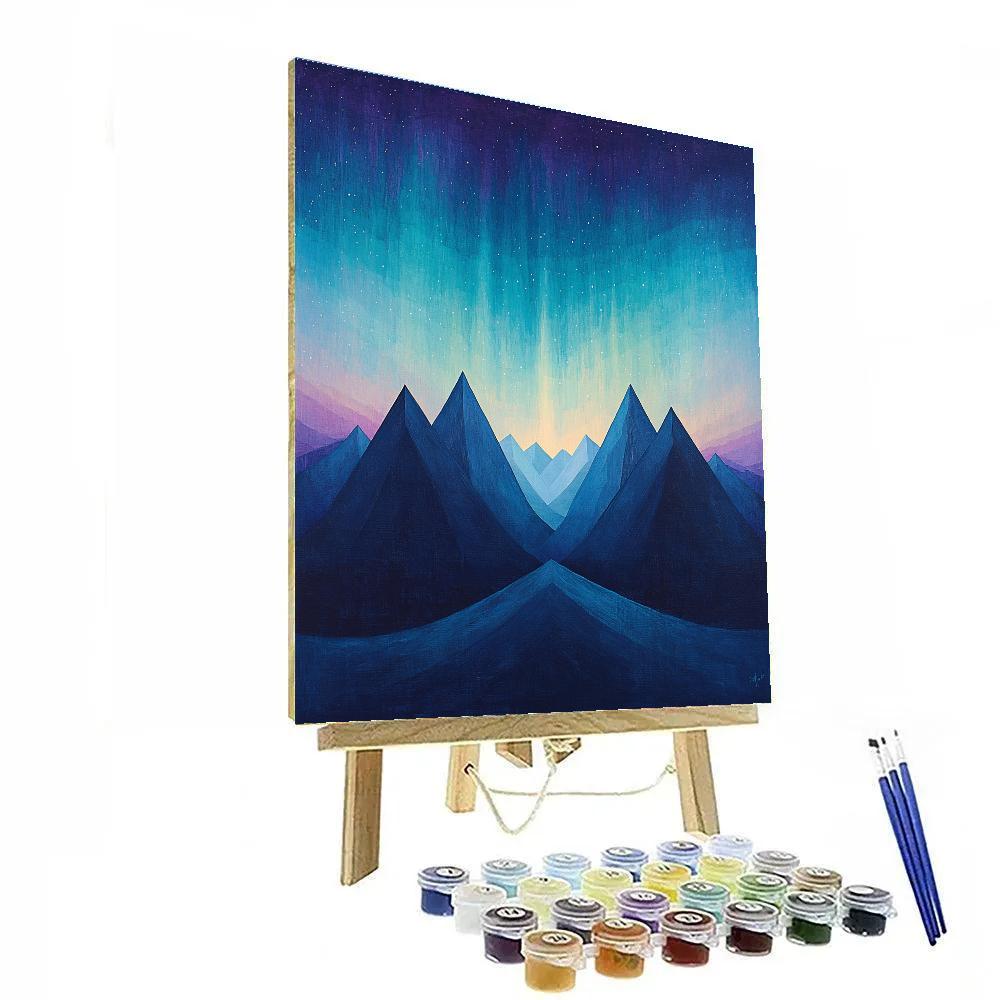 Lawren Harris Inspired Aurora Over Simplified Peaks DIY paint by numbers