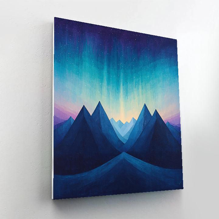 Lawren Harris Inspired Aurora Over Simplified Peaks DIY paint by numbers
