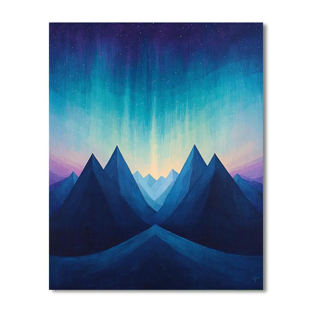 Lawren Harris Inspired Aurora Over Simplified Peaks DIY paint by numbers