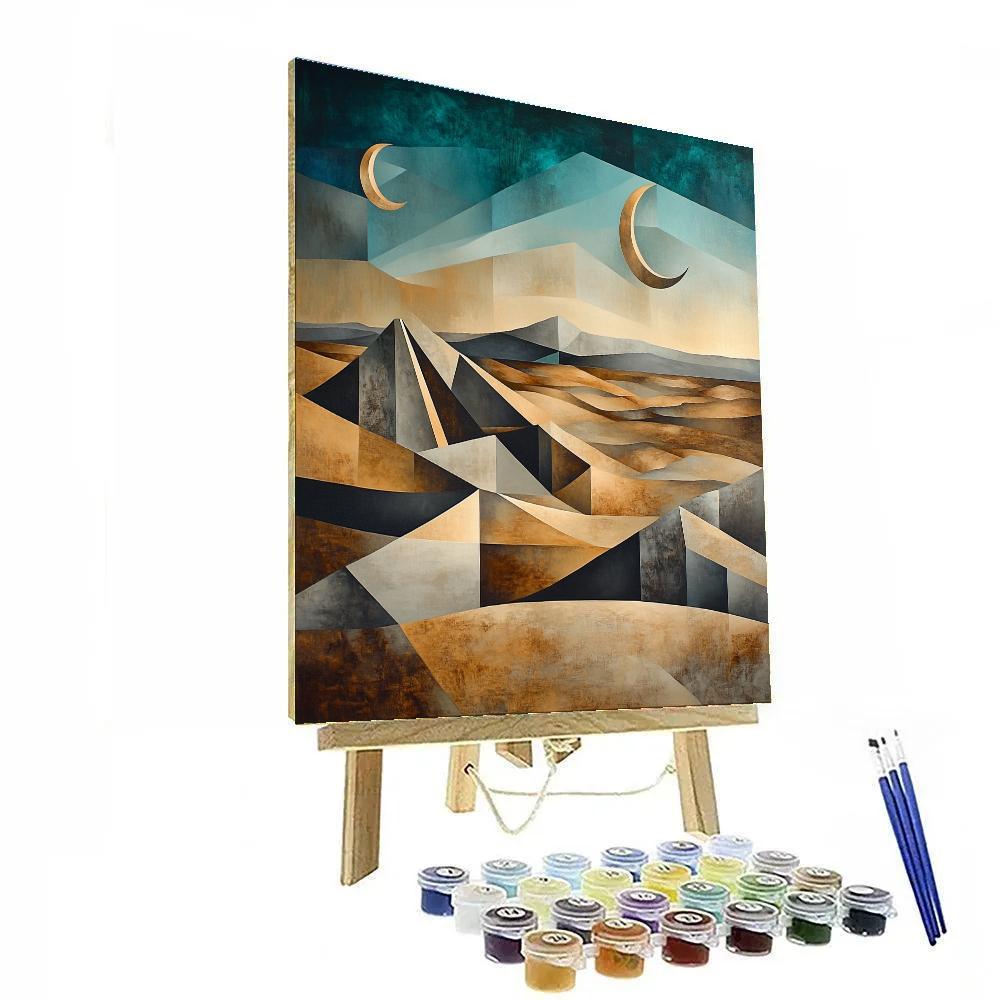 Pablo Picasso Inspired Cubist Ochre Dunescape paint by number