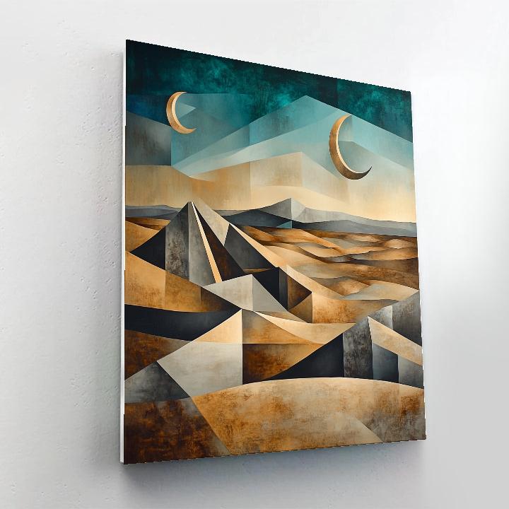 Pablo Picasso Inspired Cubist Ochre Dunescape paint by number
