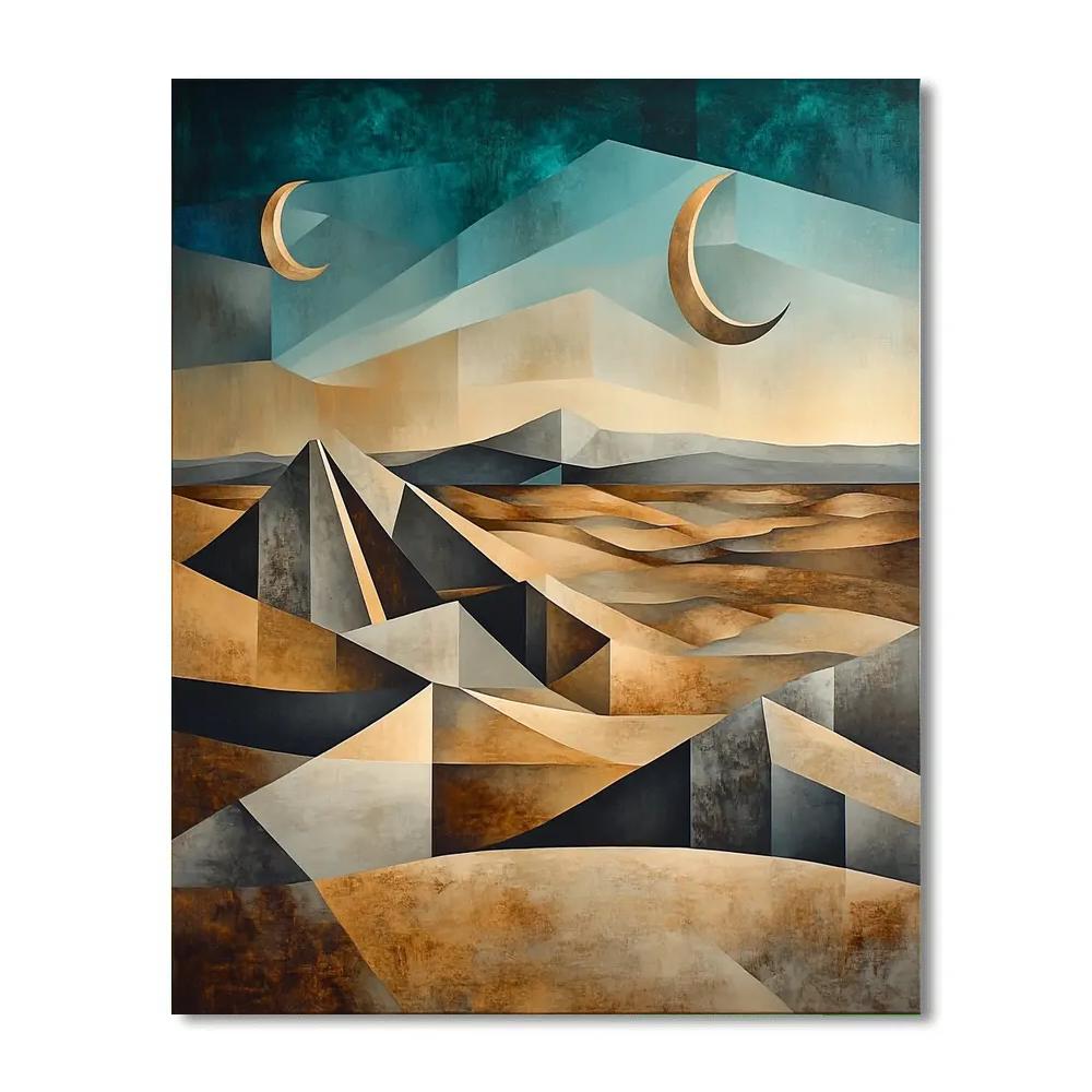 Pablo Picasso Inspired Cubist Ochre Dunescape paint by number