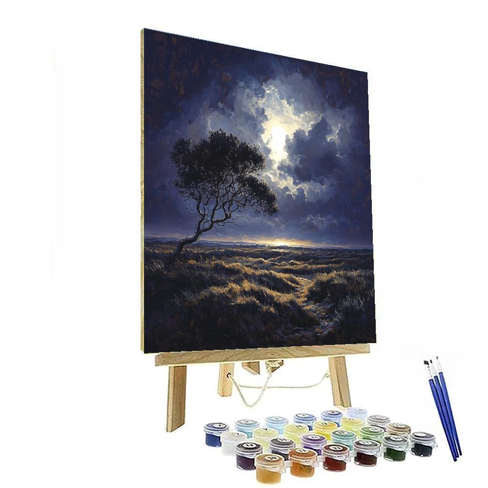 Rembrandt Inspired Moonlit Heath With Brooding Clouds paint by numbers