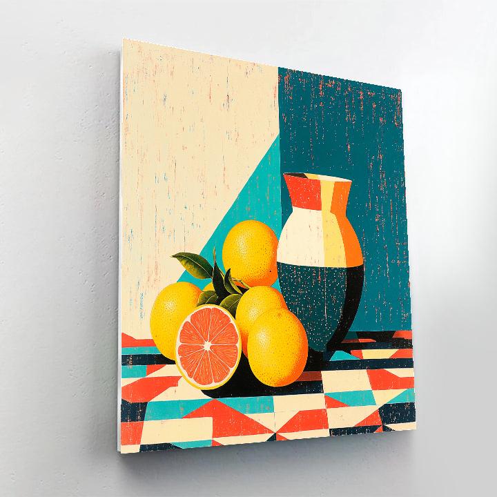 Pablo Picasso Inspired Fractured Citrus Still Life paint by color