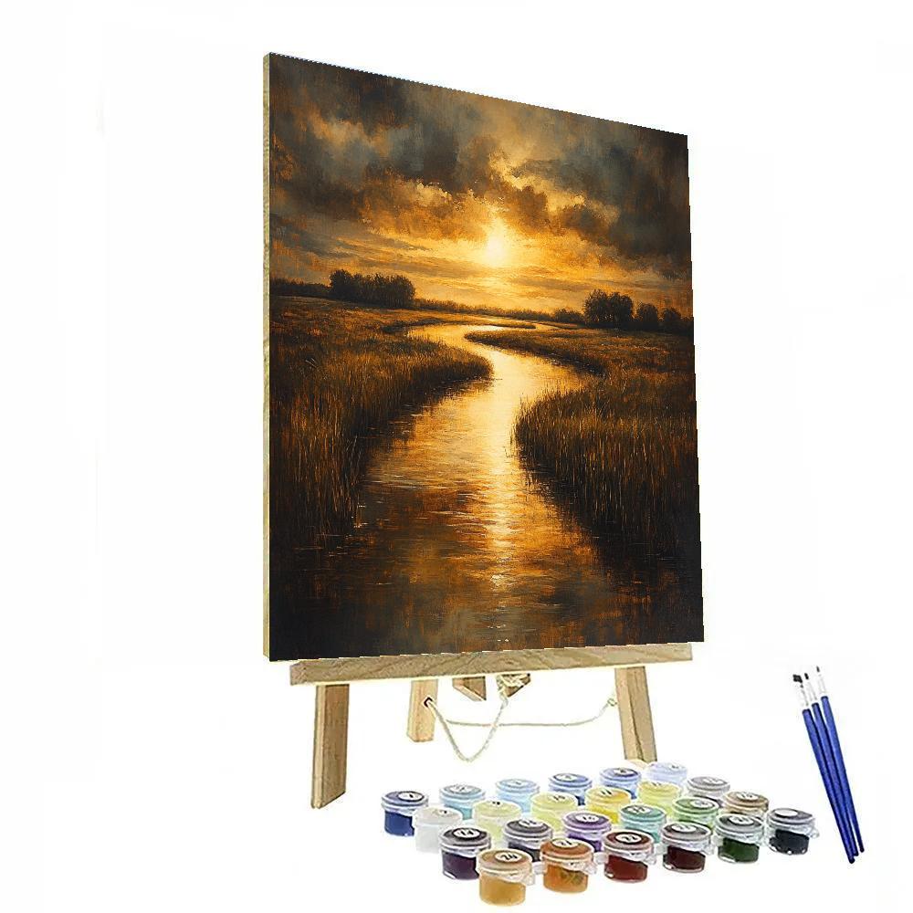 Rembrandt Inspired River Bend With Luminous Break Number painting