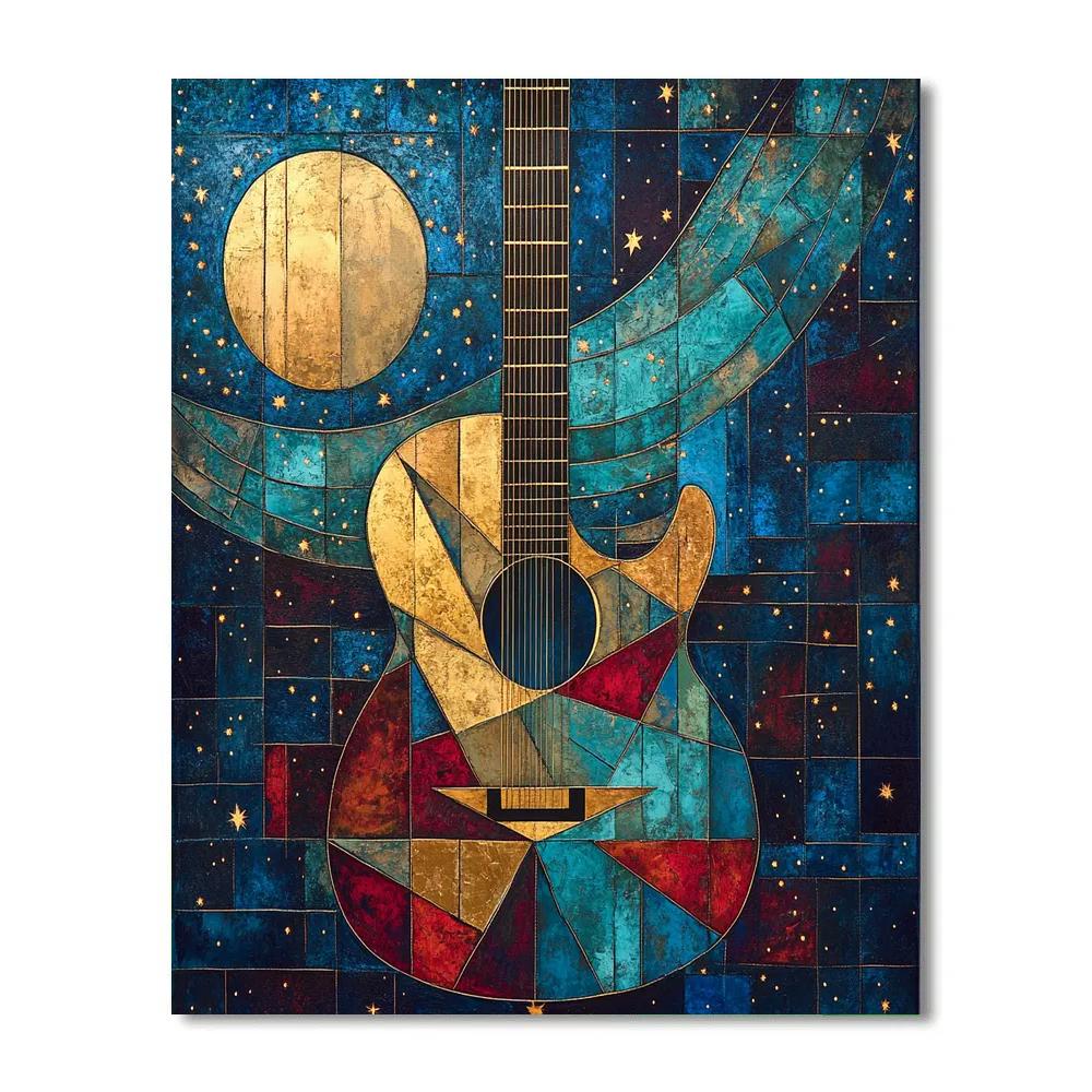 Pablo Picasso Inspired Celestial Guitar Abstraction Painting by numbers kit