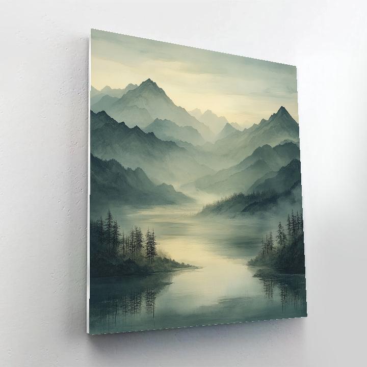 Zhao Mengfu Inspired Mist-Washed Mountains Paint by numbers art