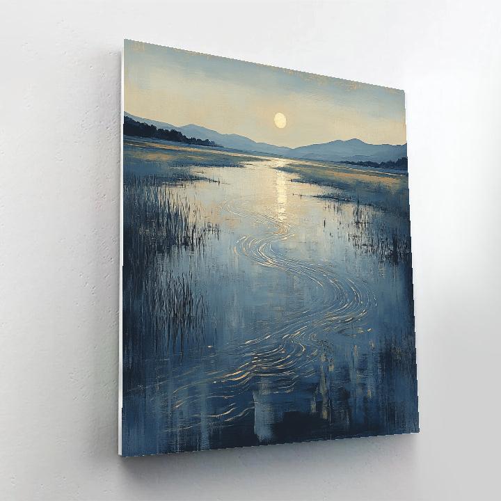 Zhao Mengfu Inspired Moonlit River Of Calligraphic Flow paint by number