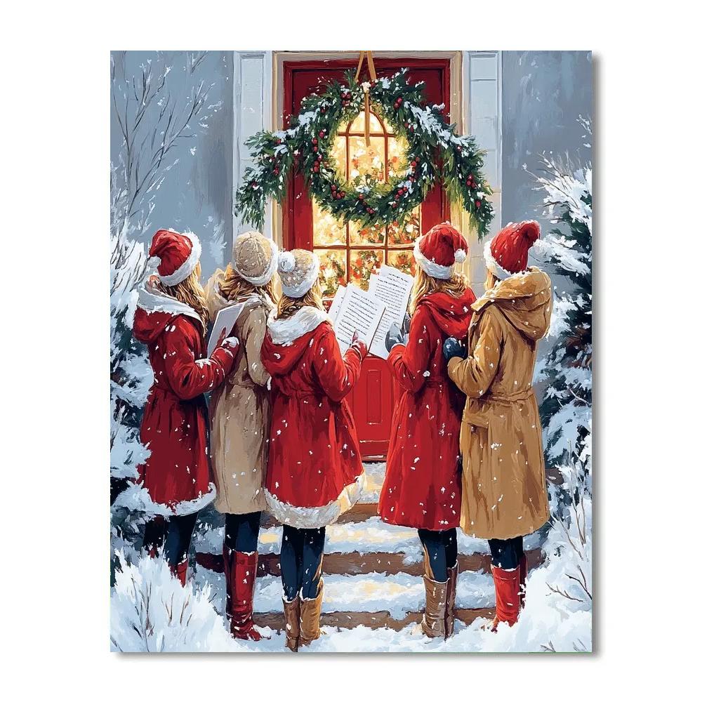 Caroling At The Door DIY paint by numbers
