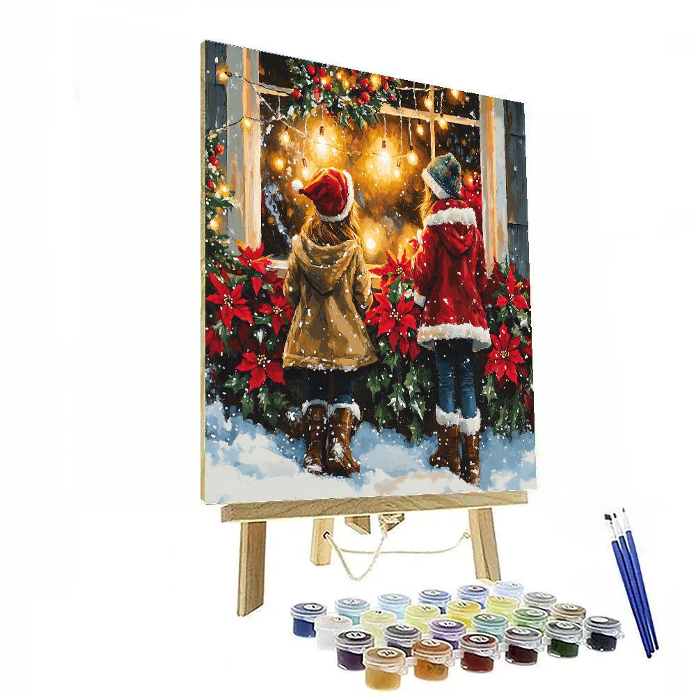 Poinsettia Porch Reunion DIY paint by numbers