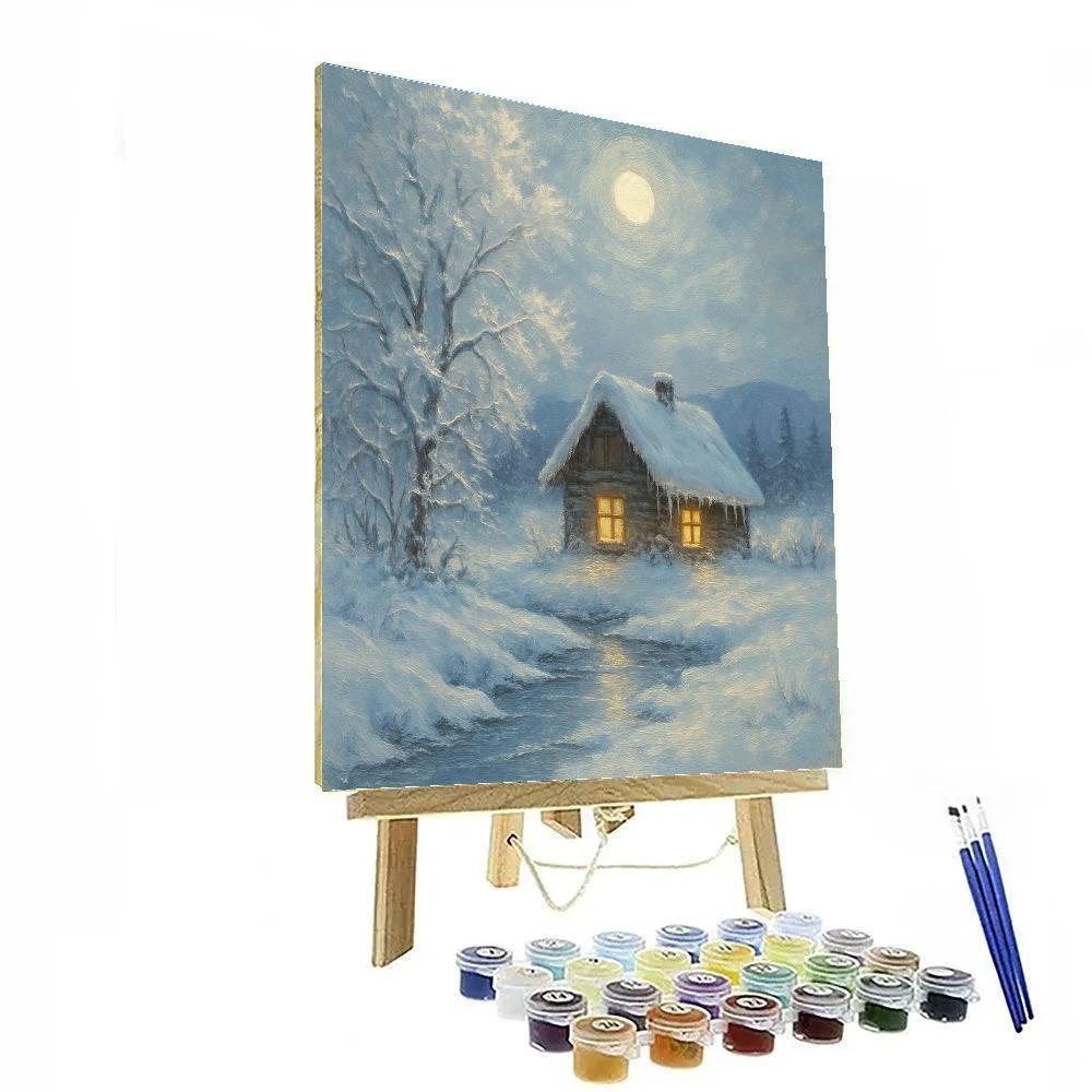 Moonlit Cabin Stillness Painting by numbers kit