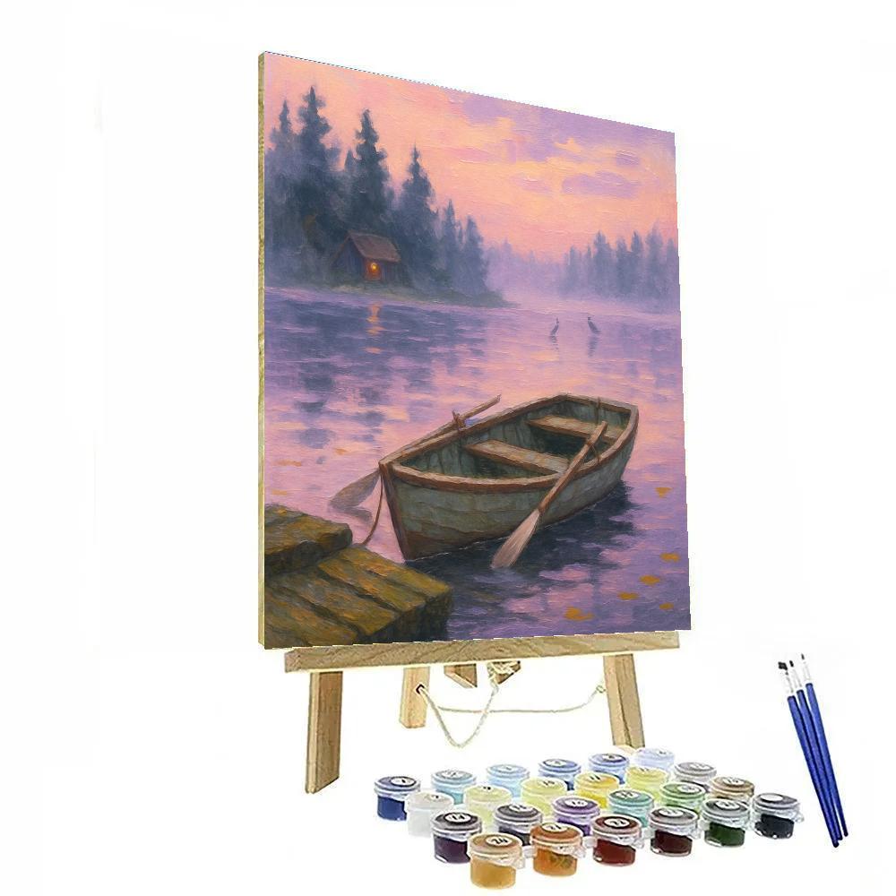 Dawn Mist Rowboat paint by number