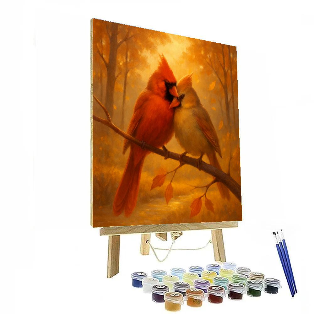 Autumn Cardinal Hearth Painting by numbers kit