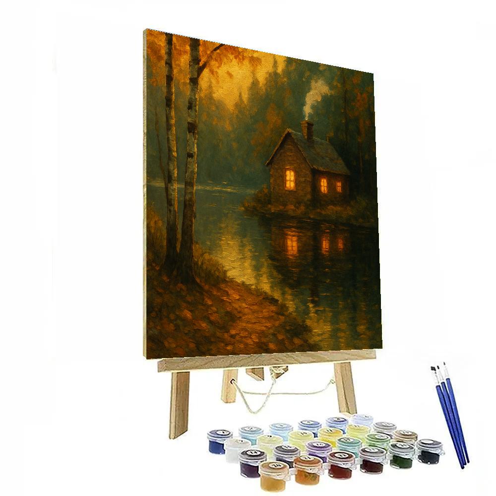 Amber Cabin Reflections paint by number