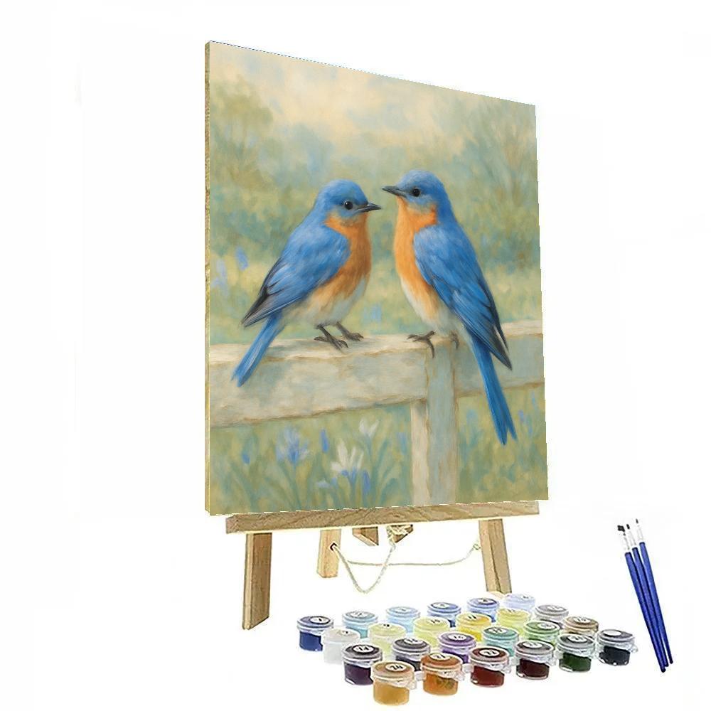 Bluebird Garden Fence DIY paint by numbers