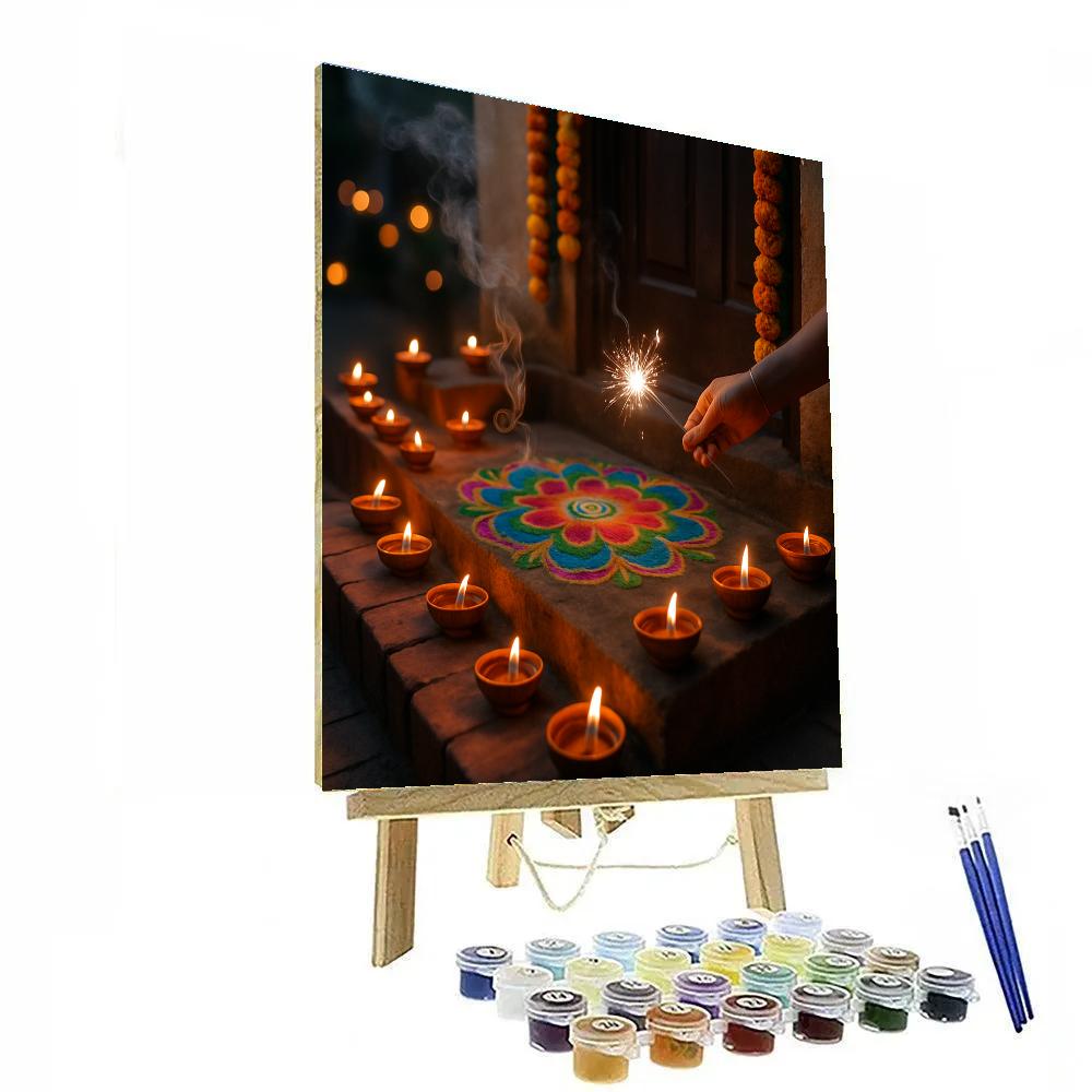 Diwali Doorstep Diyas paint by numbers