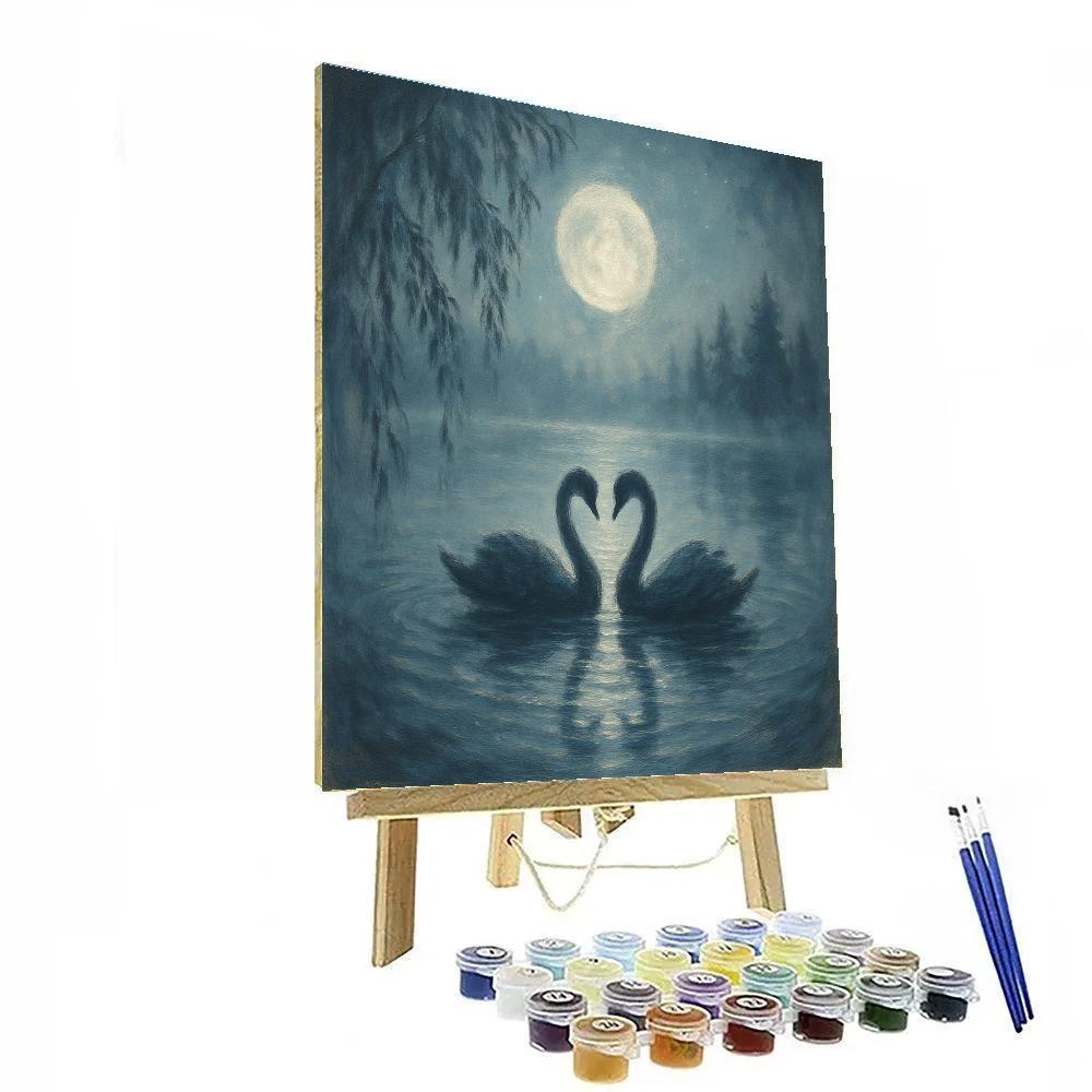 Moonlit Swan Circle Numbered painting kits