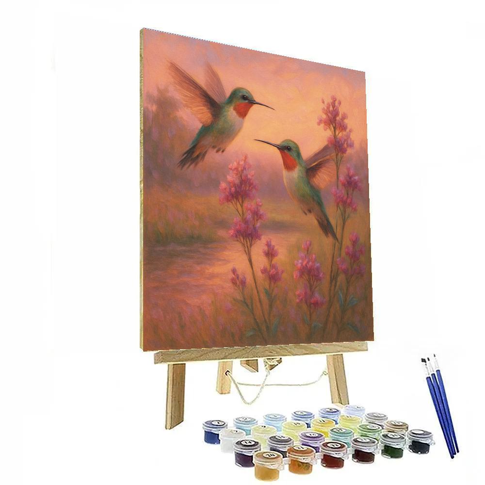 Hummingbird Tea Hour paint by numbers