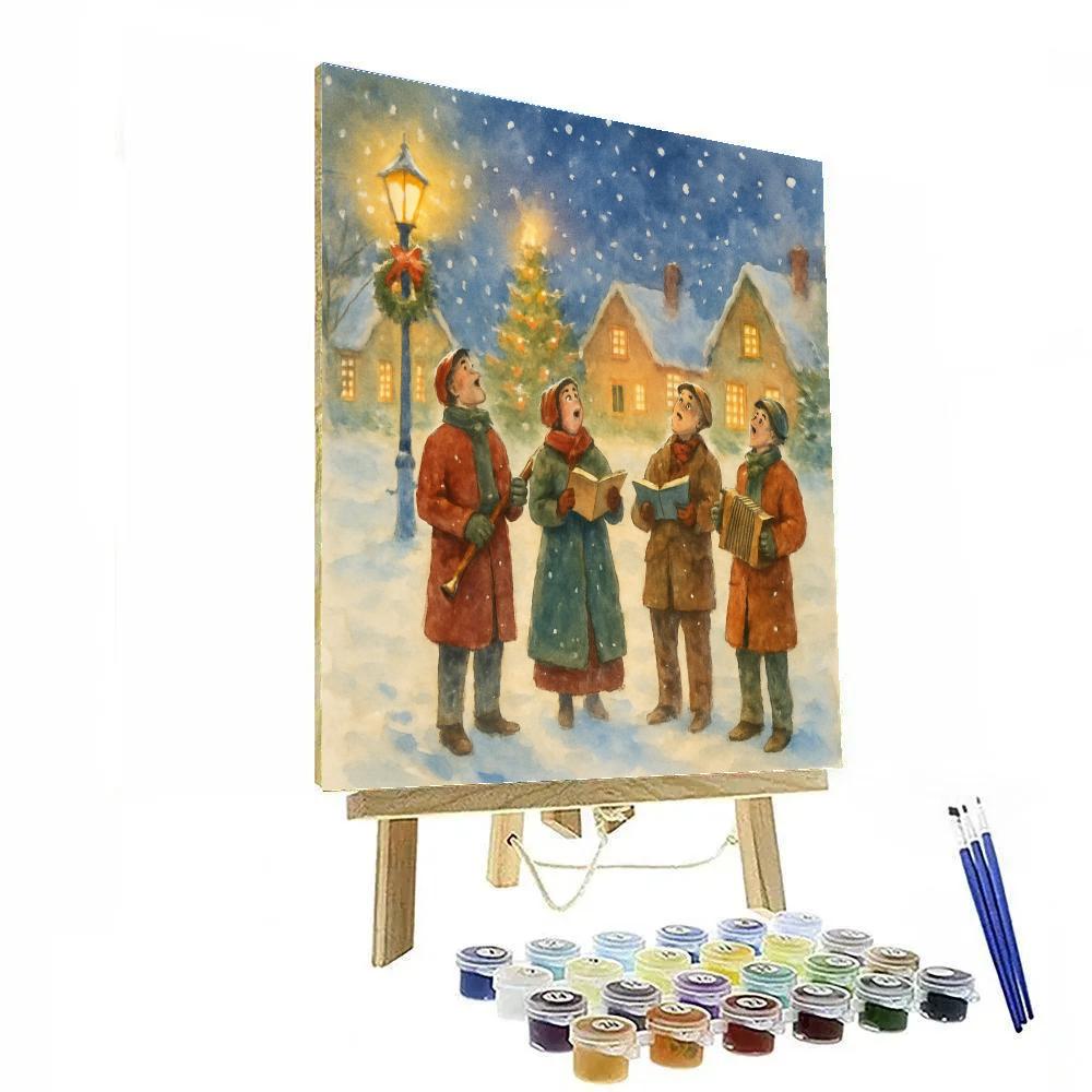 Starlit Village Carolers paint by color
