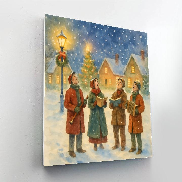 Starlit Village Carolers paint by color