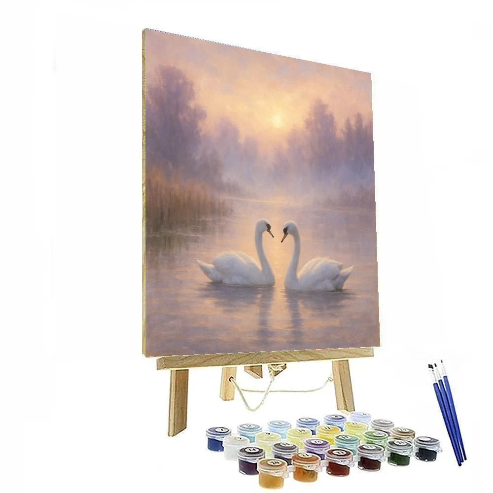 Misty Swan Morning Paint by numbers art