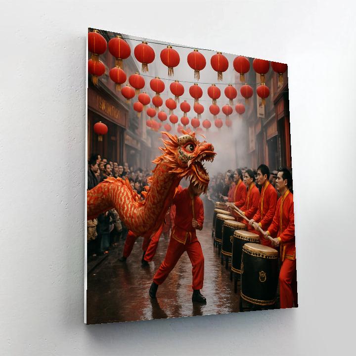Lunar New Year Dragon Dance paint by numbers