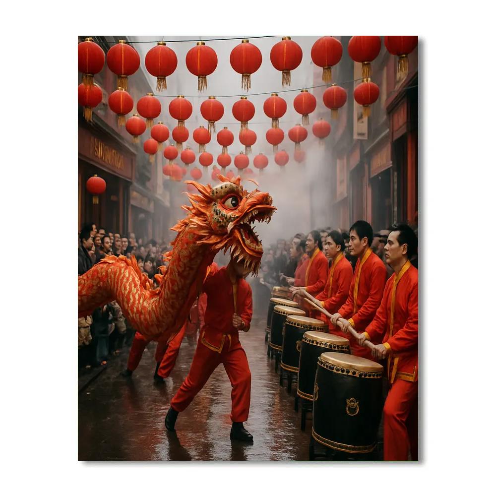 Lunar New Year Dragon Dance paint by numbers