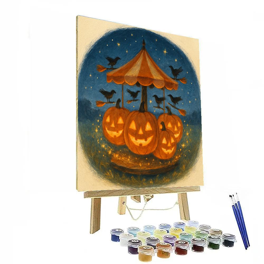 Starlit Pumpkin Carousel Number painting