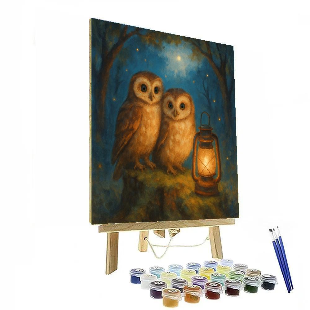 Owls By Lantern Clearing Painting by numbers kit