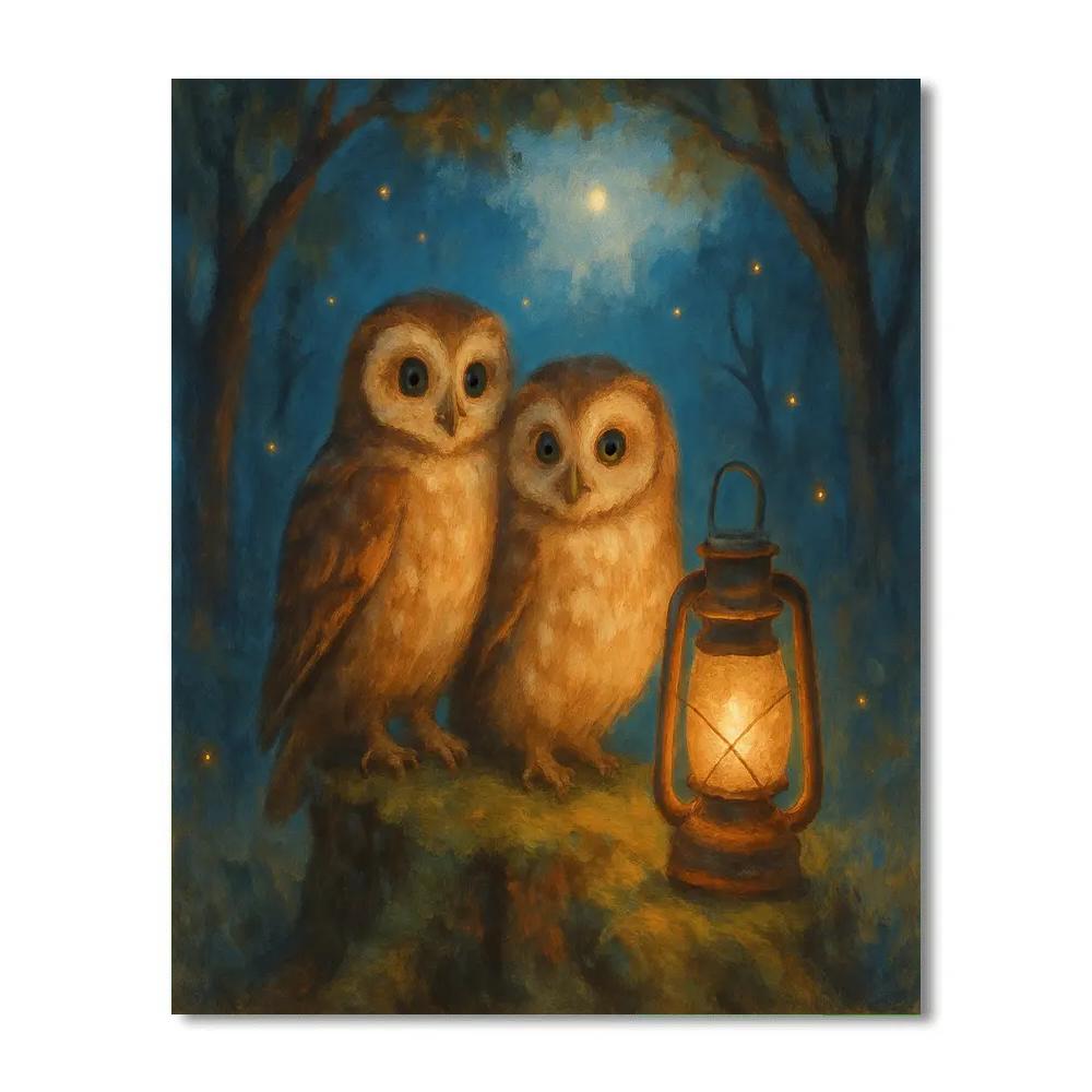 Owls By Lantern Clearing Painting by numbers kit