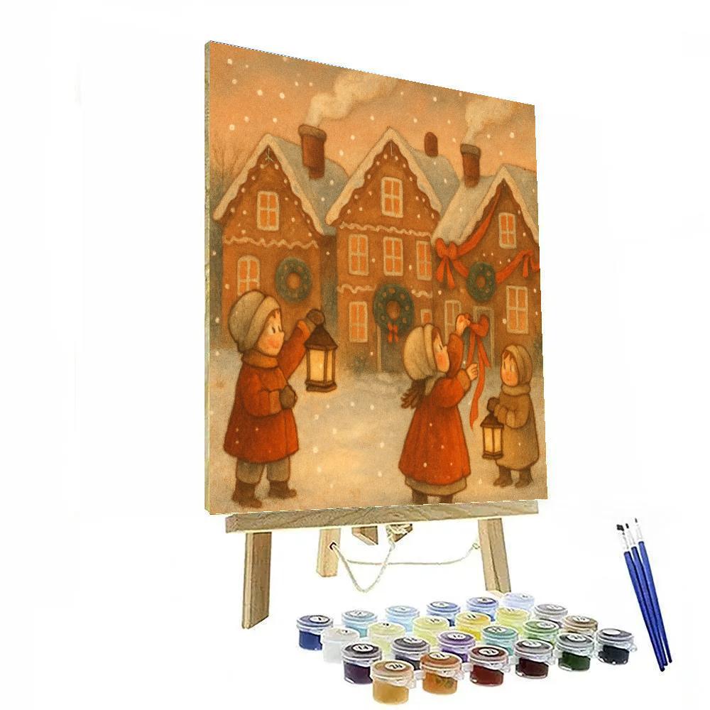 Gingerbread Lane Lanterns Number painting
