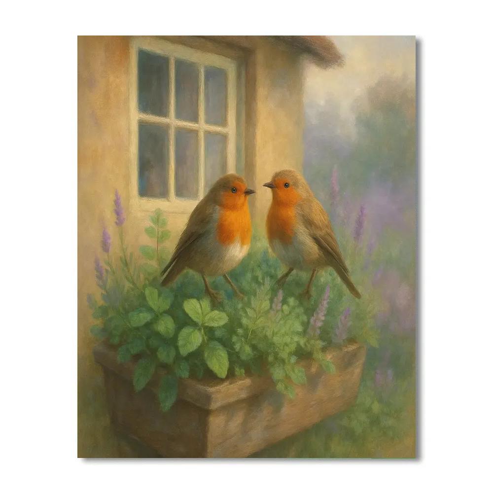 Robin Window Garden Number painting
