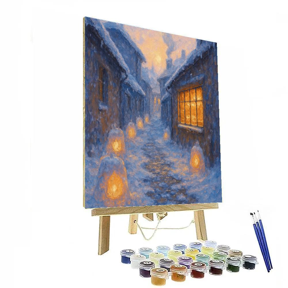 Snow Lantern Alley painting number kit
