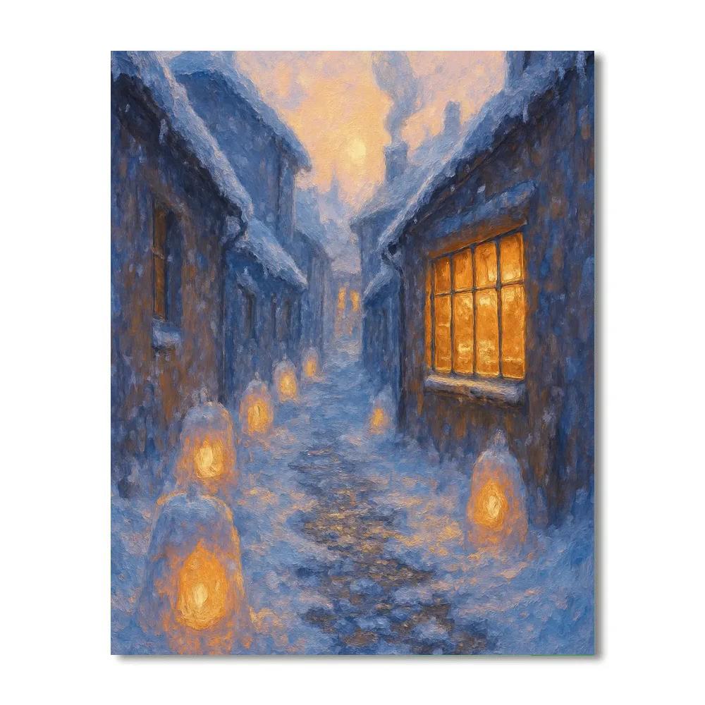 Snow Lantern Alley painting number kit