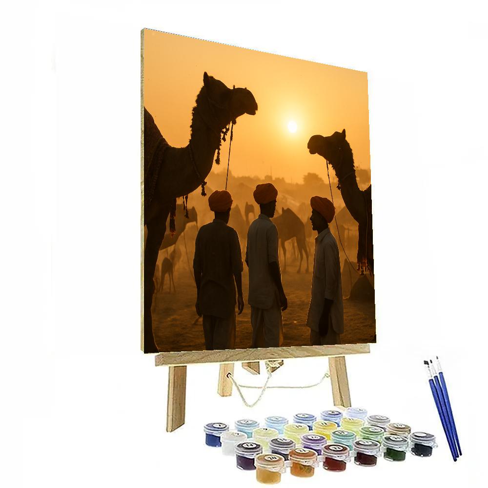 Pushkar Camel Fair Sunset paint by number