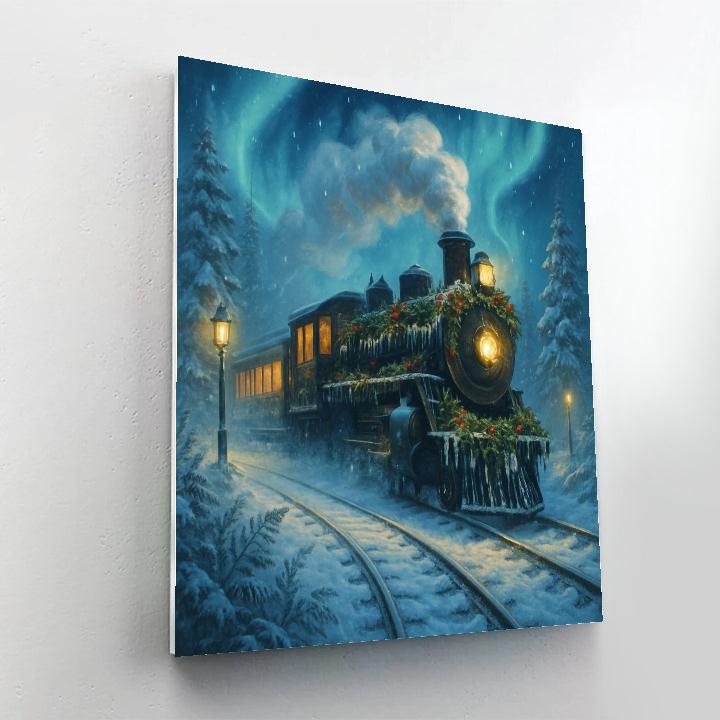 Icicle Train To Wintertown Number painting