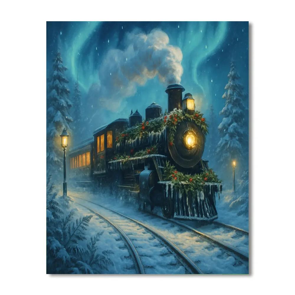Icicle Train To Wintertown Number painting