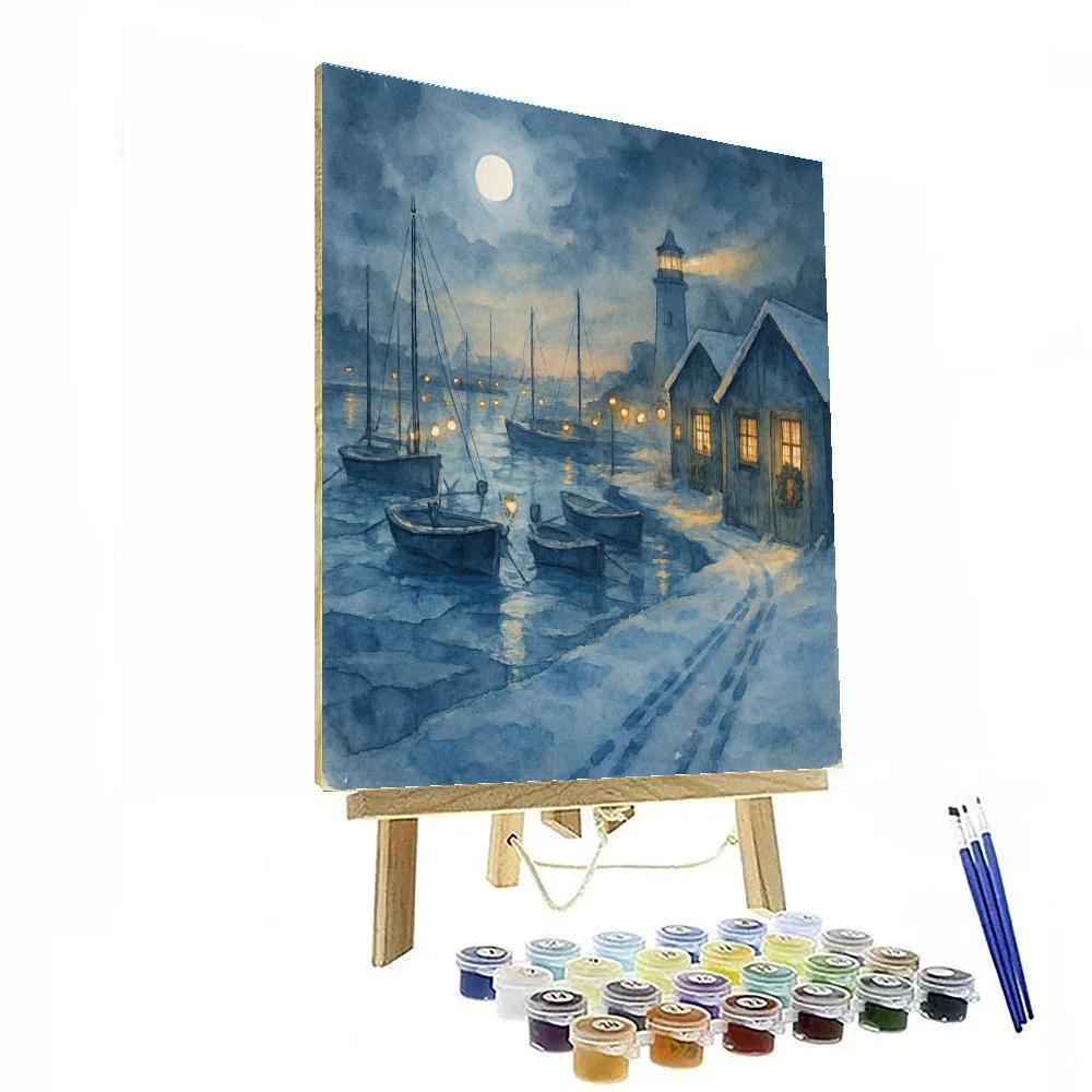 Lanterns Over Frozen Harbor DIY paint by numbers