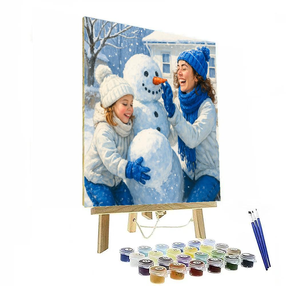 Snow Day Building Snowman Painting by numbers kit