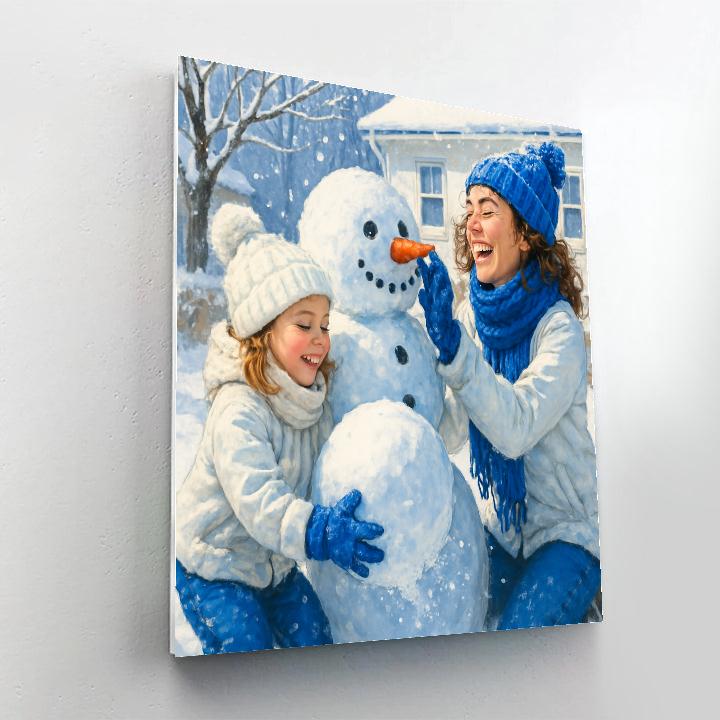Snow Day Building Snowman Painting by numbers kit