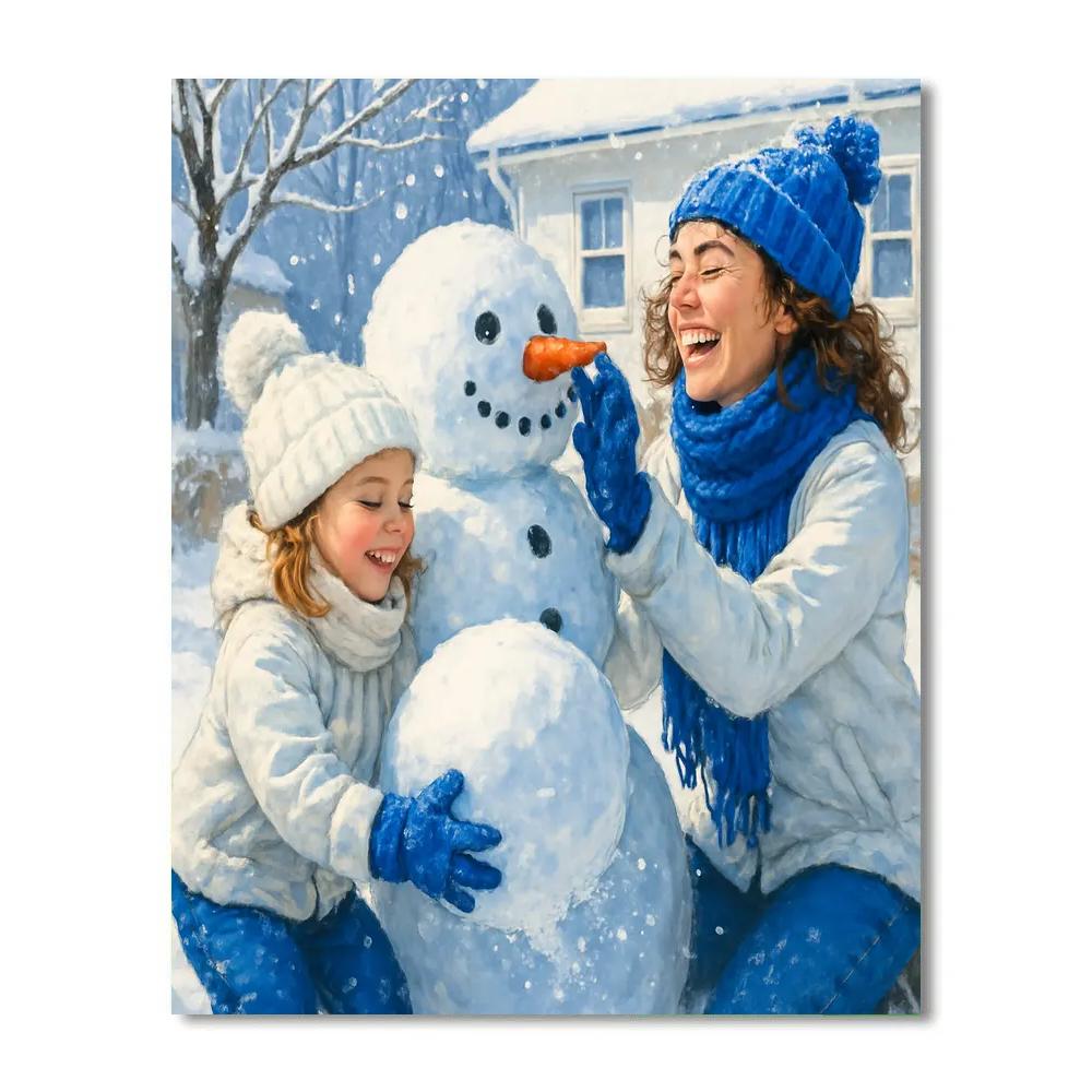 Snow Day Building Snowman Painting by numbers kit