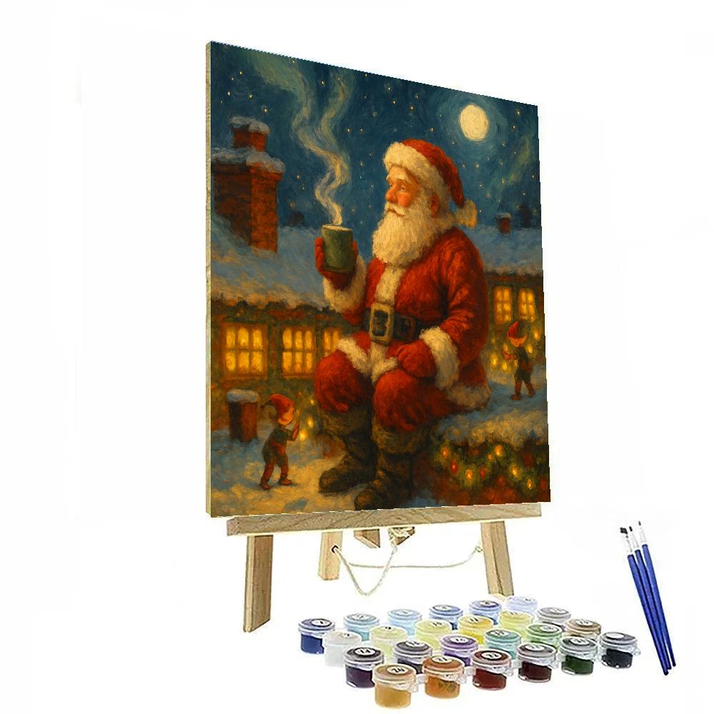 Santa Workshop Rooftop Pause DIY paint by numbers