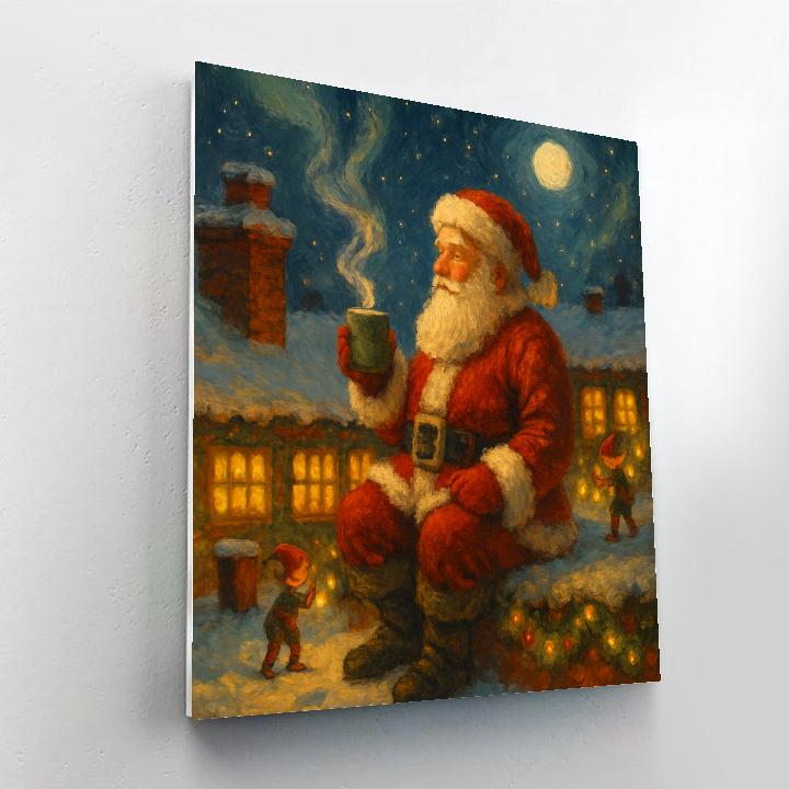Santa Workshop Rooftop Pause DIY paint by numbers