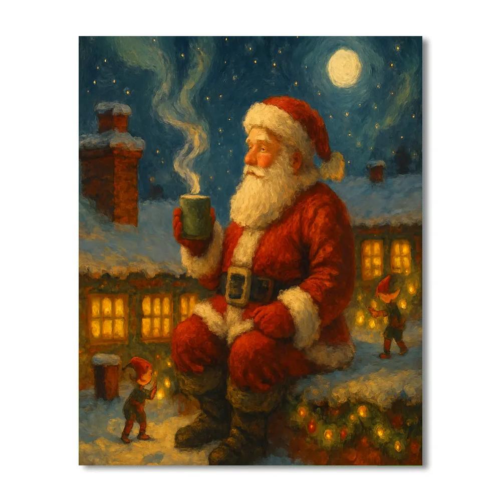 Santa Workshop Rooftop Pause DIY paint by numbers