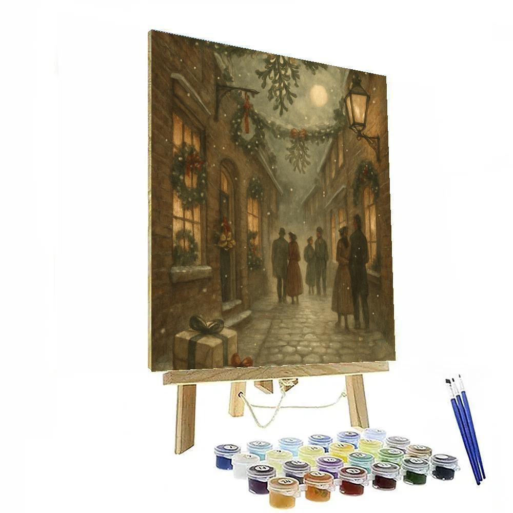 Mistletoe Moonlit Alley painting number kit